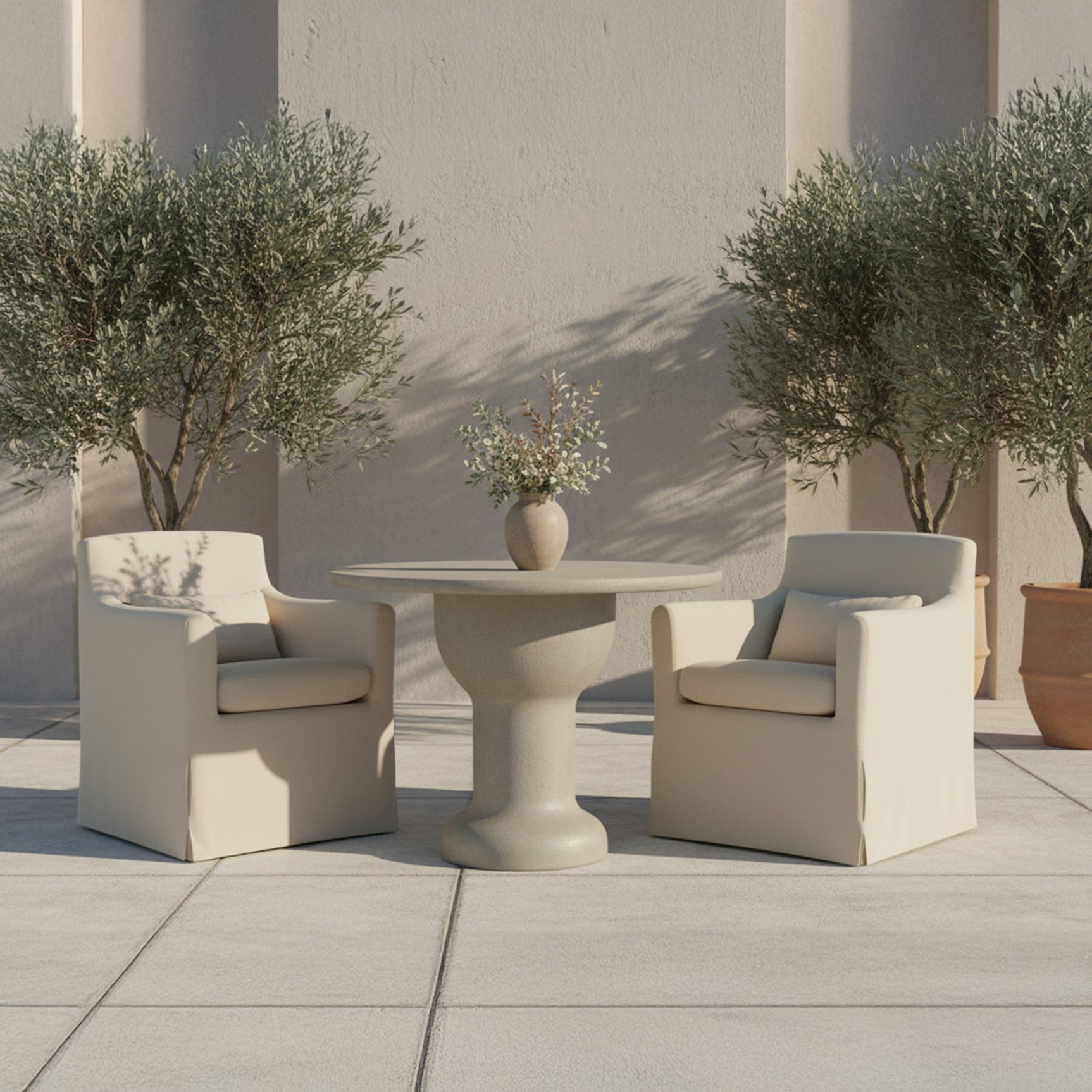 Lydia Cream Outdoor Slipcover Dining Chair - Ornate Home