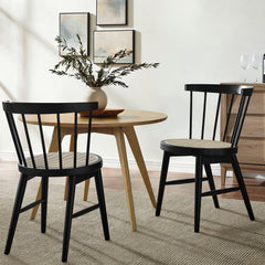 Lykke Black Curved Spindle Back Dining Chairs (Set of 2) - Ornate Home