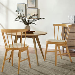 Lykke Natural Curved Spindle Back Dining Chairs (Set of 2) - Ornate Home