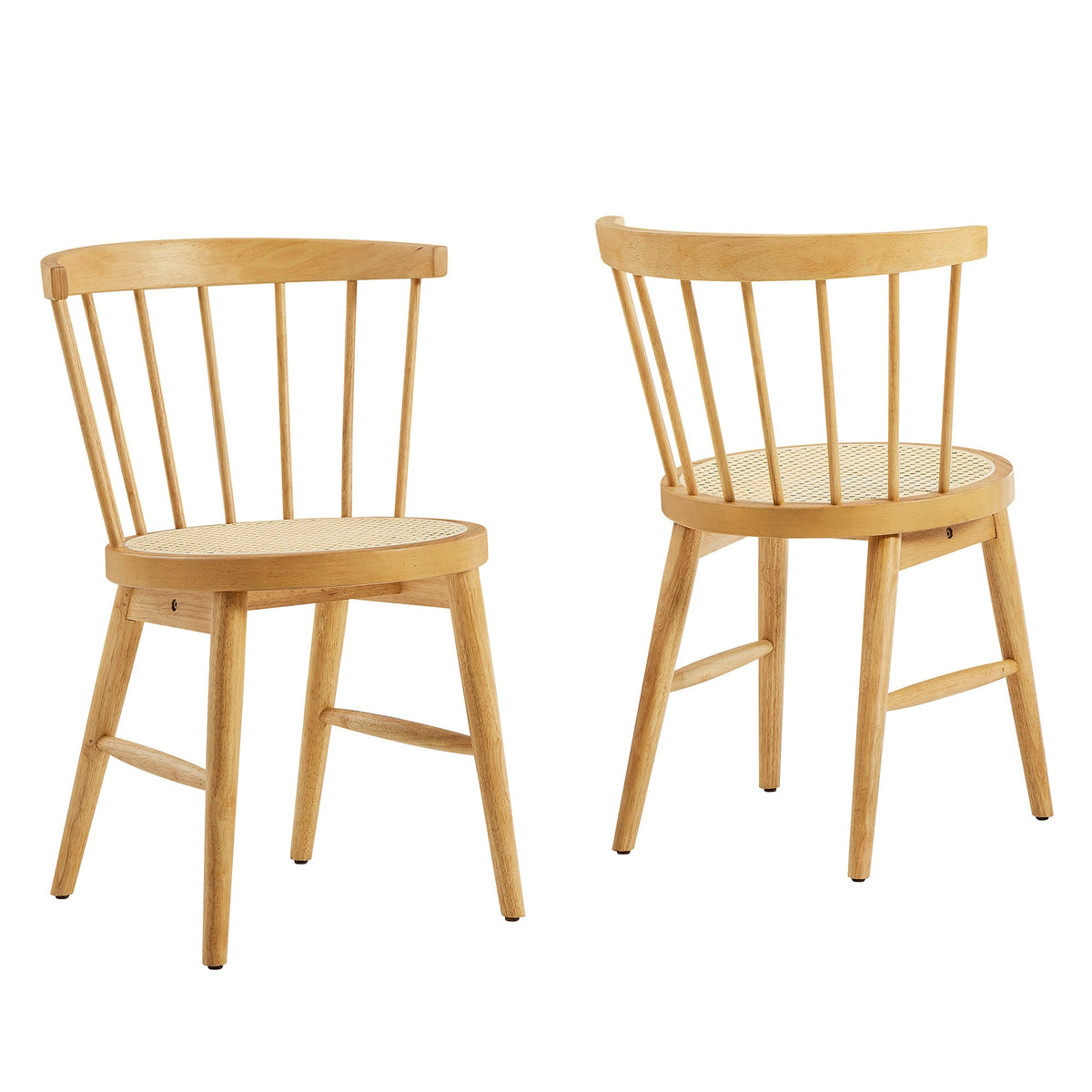Lykke Natural Curved Spindle Back Dining Chairs (Set of 2) - Ornate Home
