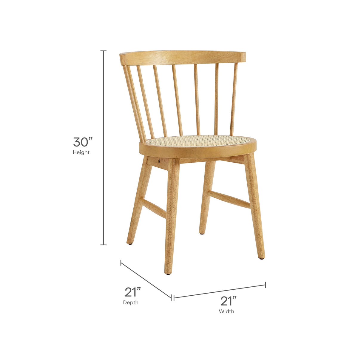 Lykke Natural Curved Spindle Back Dining Chairs (Set of 2) - Ornate Home