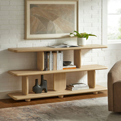 Lyle Natural Sculptural 2-Tier Bookshelf - Ornate Home