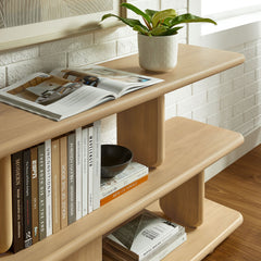 Lyle Natural Sculptural 2-Tier Bookshelf - Ornate Home
