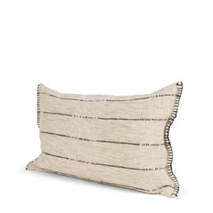 Lyle Oatmeal/Black 13x21 Square Decorative Pillow Cover with Down Filler - Ornate Home
