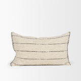 Lyle Oatmeal/Black 13x21 Square Decorative Pillow Cover with Down Filler - Ornate Home