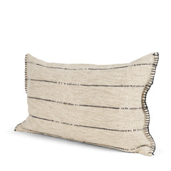 Lyle Oatmeal/Black 14x26 Lumbar Decorative Pillow Cover - Ornate Home