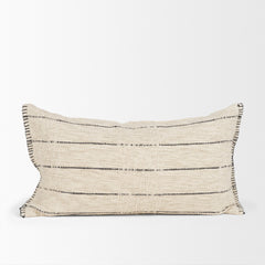 Lyle Oatmeal/Black 14x26 Lumbar Decorative Pillow Cover - Ornate Home
