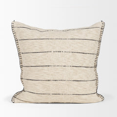 Lyle Oatmeal/Black 20x20 Square Decorative Pillow Cover with Down Filler - Ornate Home