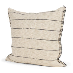 Lyle Oatmeal/Black 20x20 Square Pillow Cover with Non-Allergen Filler - Ornate Home