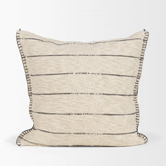 Lyle Oatmeal/Black 20x20 Square Pillow Cover with Non-Allergen Filler - Ornate Home