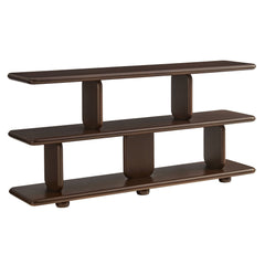 Lyle Walnut Sculptural 2-Tier Bookshelf - Ornate Home