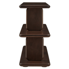 Lyle Walnut Sculptural 2-Tier Bookshelf - Ornate Home