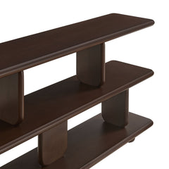 Lyle Walnut Sculptural 2-Tier Bookshelf - Ornate Home