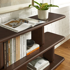 Lyle Walnut Sculptural 2-Tier Bookshelf - Ornate Home