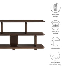 Lyle Walnut Sculptural 2-Tier Bookshelf - Ornate Home