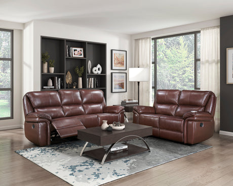 Lyman Brown Double Reclining Sofa - Ornate Home