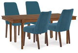 Lyncott Blue/Brown Extension Dining Table and 4 Chairs (Online Special Price) - Ornate Home