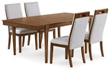 Lyncott Beige/Brown Extension Dining Table and 4 Chairs - Ornate Home
