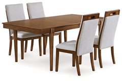 Lyncott Beige/Brown Extension Dining Table and 4 Chairs - Ornate Home