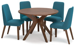 Lyncott Blue/Brown Dining Table and 4 Chairs - Ornate Home