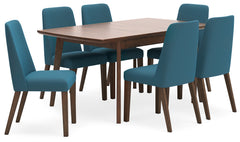 Lyncott Blue/Brown Extension Dining Table w/ 6 Chairs - Ornate Home