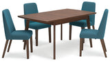 Lyncott Blue/Brown Extension Dining Table with 4 Chairs (Online Special Price) - Ornate Home