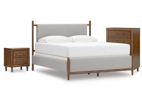 Lyncott Brown King Upholstered Bedroom Set with Chest and Nightstand - Ornate Home