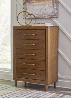 Lyncott Brown King Upholstered Bedroom Set with Chest and Nightstand - Ornate Home