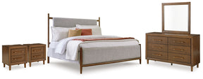 Lyncott Brown Queen Upholstered Bed, Dresser, Mirror and 2 Nightstands (Online Special Price) - Ornate Home
