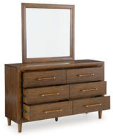 Lyncott Brown Queen Upholstered Bed, Dresser, Mirror and 2 Nightstands (Online Special Price) - Ornate Home