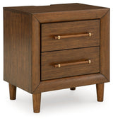 Lyncott Brown Queen Upholstered Bed, Dresser, Mirror and 2 Nightstands (Online Special Price) - Ornate Home