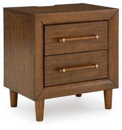 Lyncott Brown Queen Upholstered Bed, Dresser, Mirror and 2 Nightstands - Ornate Home