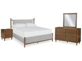 Lyncott Brown Queen Upholstered Bed, Dresser, Mirror and Nightstand (Online Special Price) - Ornate Home