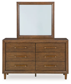 Lyncott Brown Queen Upholstered Bed, Dresser, Mirror and Nightstand - Ornate Home
