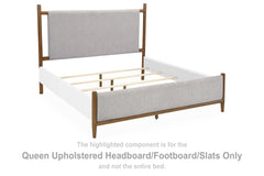 Lyncott Brown Queen Upholstered Bed, Dresser, Mirror and Nightstand - Ornate Home