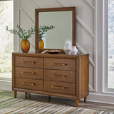 Lyncott Brown Queen Upholstered Bed with Mirrored Dresser and Chest (Online Special Price) - Ornate Home