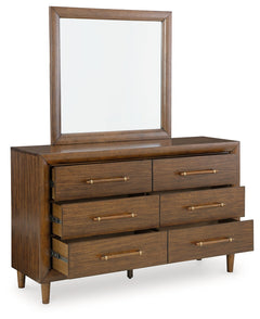 Lyncott California King Upholstered Bedroom Set with Dresser and Mirror - Ornate Home