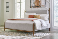 Lyncott California King Upholstered Bedroom Set with Dresser and Mirror - Ornate Home