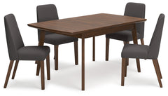 Lyncott Charcoal/Brown Extension Dining Table and 4 Chairs - Ornate Home