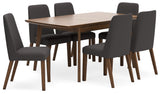 Lyncott Charcoal/Brown Extension Dining Table and 6 Chairs - Ornate Home