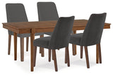 Lyncott Charcoal/Brown Extension Dining Table w/ 4 Chairs (Online Special Price) - Ornate Home
