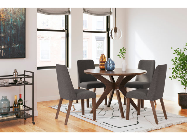 Lyncott Charcoal & Brown Round Dining Room Set / 5pc - Ornate Home