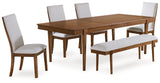 Lyncott Gray/Brown Extension Dining Table, 4 Chairs and Bench (Online Special Price) - Ornate Home