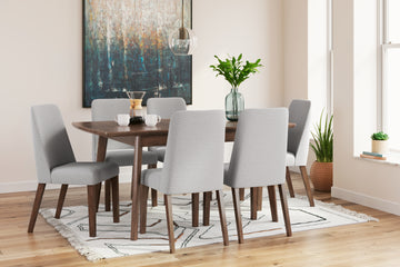 Lyncott Gray/Brown Extension Dining Table with 6 Chairs - Ornate Home