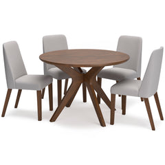 Lyncott Gray & Brown Round Dining Room Set / 5pc - Ornate Home