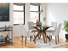 Lyncott Gray/Brown Round Dining Table and 4 Chairs - Ornate Home