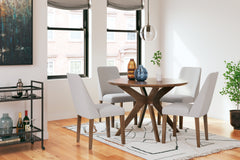 Lyncott Gray/Brown Round Dining Table and 4 Chairs - Ornate Home