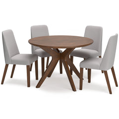 Lyncott Gray/Brown Round Dining Table and 4 Chairs - Ornate Home