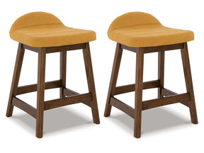 Lyncott Mustard/Brown Counter Height Bar Stool (Set of 2) (Online Special Price) - Ornate Home