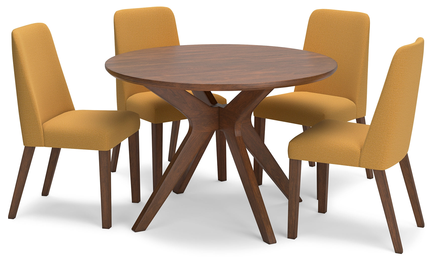 Lyncott Mustard/Brown Dining Table and 4 Chairs (Online Special Price) - Ornate Home